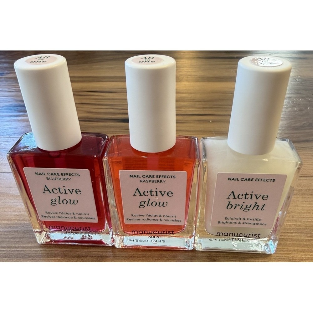Manucurist Active Glow Bright Nail Care Set Vegan NEW Blueberry Raspberry